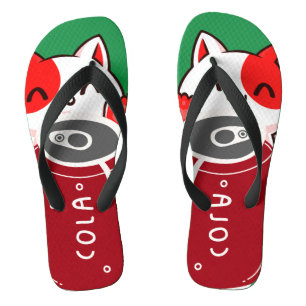 vintage retro happy three cats with cola flip flops