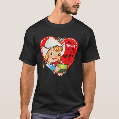 Vintage Retro Happy Valentines Day Card Cute Cowg T-Shirt