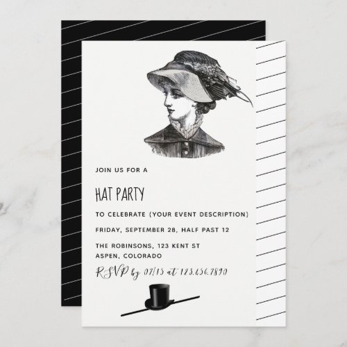 Vintage Retro Hat Party Invitation