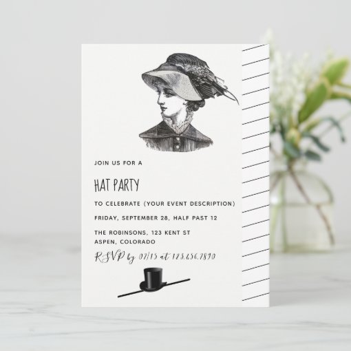 Vintage Retro Hat Party Invitation | Zazzle