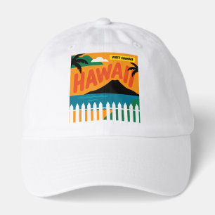 Vintage Retro Hawaiian Islands Travel Illustration Hat
