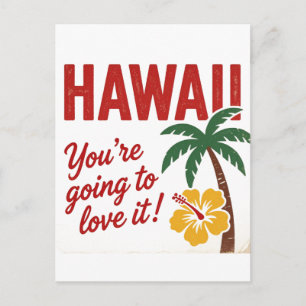 Vintage Retro Hawaiian Islands Travel Illustration Holiday Postcard