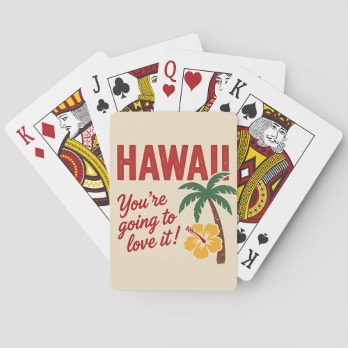 Vintage Retro Hawaiian Islands Travel Illustration Poker Cards