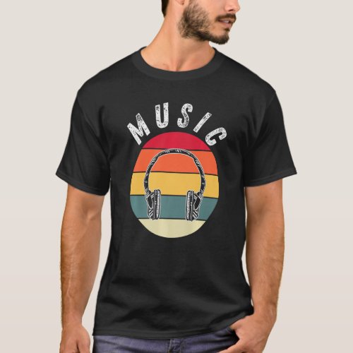 Vintage Retro Headphones Electronic Music  DJ  6 T_Shirt