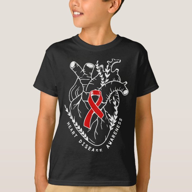 Vintage Retro Heart Disease Awareness Funny  T-Shirt (Front)