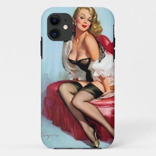 Vintage Retro Heart  Glamour Pinup Girl iPhone 11 Case