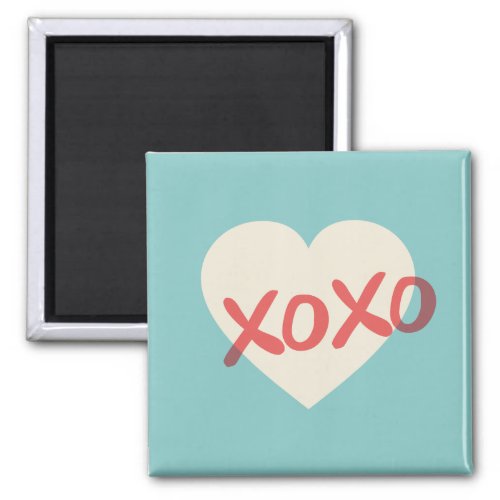 Vintage Retro Heart XOXO Valentines Day Magnet
