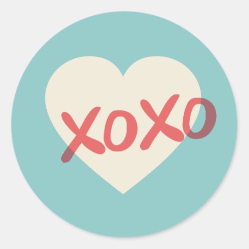 Vintage Retro Heart XOXO Valentines Day Sticker