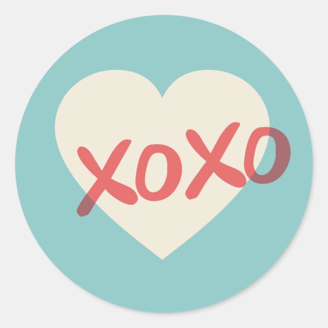 Vintage Retro Heart XOXO Valentine's Day Sticker (Front)