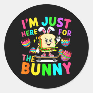 Vintage Retro Here for Bunny Sandwich Colorful Classic Round Sticker