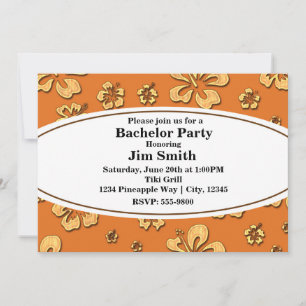 Vintage Retro Hibiscus Tropical Beach Invitation