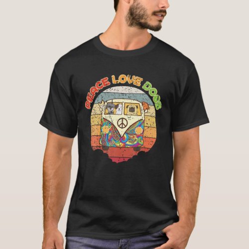 Vintage Retro Hippie Van Peace Love Dogs Hippie So T_Shirt
