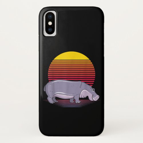 Vintage Retro Hippo Lover Hippopotamus Lover iPhone X Case