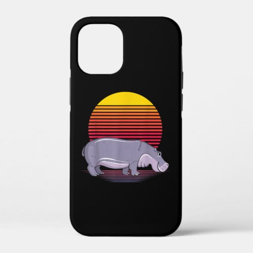 Vintage Retro Hippo Lover Hippopotamus Lover iPhone 12 Mini Case