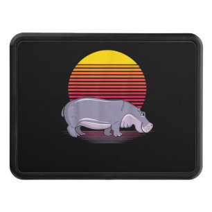 Vintage Retro Hippo Lover Hippopotamus Lover Hitch Cover