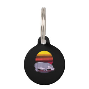 Vintage Retro Hippo Lover Hippopotamus Lover Pet ID Tag