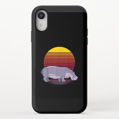 Vintage Retro Hippo Lover Hippopotamus Lover iPhone XR Slider Case