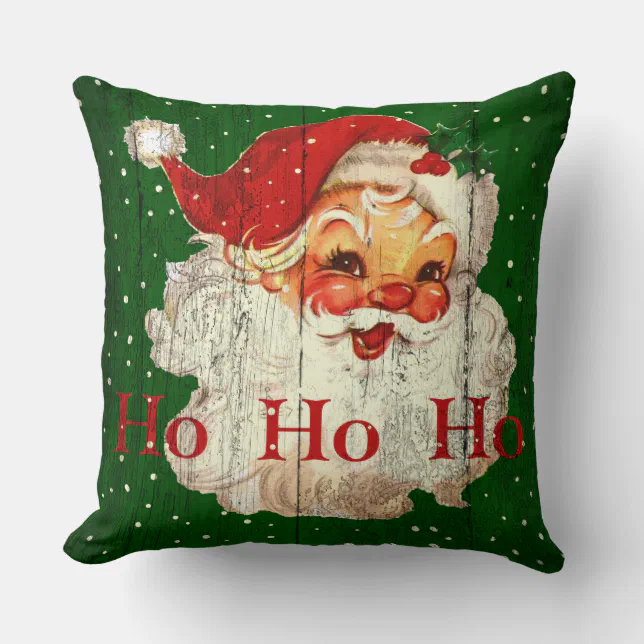 Vintage Retro Ho Ho Ho Santa Claus Pillow | Zazzle