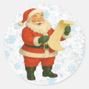 Vintage/retro holly jolly Santa Classic Round Sticker