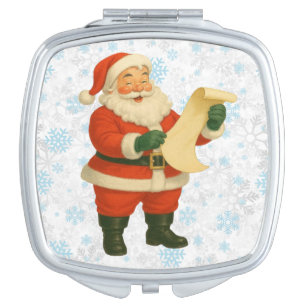 Vintage/retro holly jolly Santa Compact Mirror