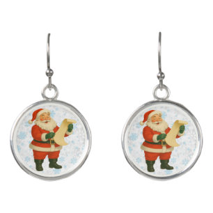 Vintage/retro holly jolly Santa Earrings
