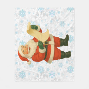 Vintage/retro holly jolly Santa Fleece Blanket