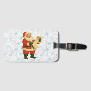 Vintage/retro holly jolly Santa Luggage Tag