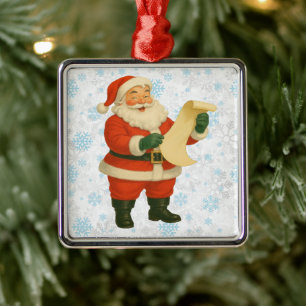 Vintage/retro holly jolly Santa Metal Ornament