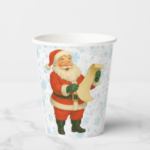 Vintage/retro holly jolly Santa Paper Cups
