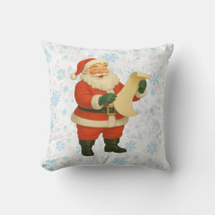 Vintage/retro holly jolly Santa Throw Pillow