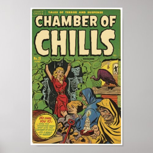 Vintage Retro Horror Comic Chamber Of Chills No21  Poster