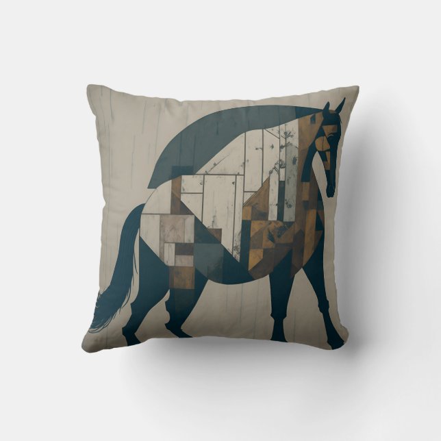 vintage retro horse throw pillow (Back)