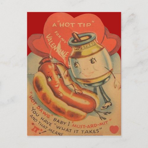 Vintage Retro Hot Dog Mustard Valentine Card