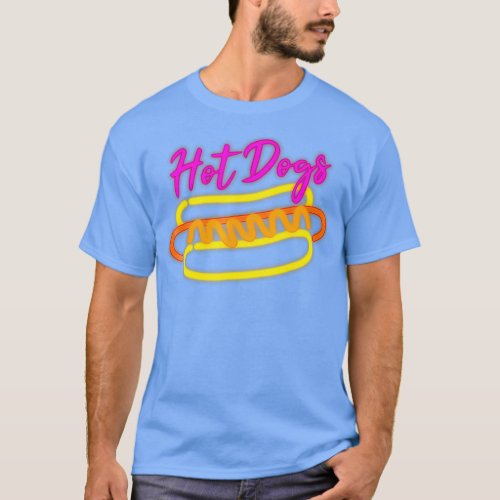 Vintage Retro Hot Dog Neon Lights Shirt