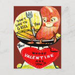 Vintage Retro Hot Dog On A Grill Valentine Card