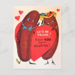 Vintage Retro Hot Dog Valentine Holiday Postcard