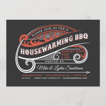 Vintage Retro Housewarming Bbq Invitations by Anything_Goes at Zazzle