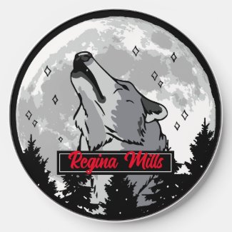 Vintage Retro Howling Wolf and Full Moon