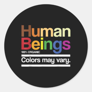 Vintage Retro Human Being 100% Organic Colors May Classic Round Sticker