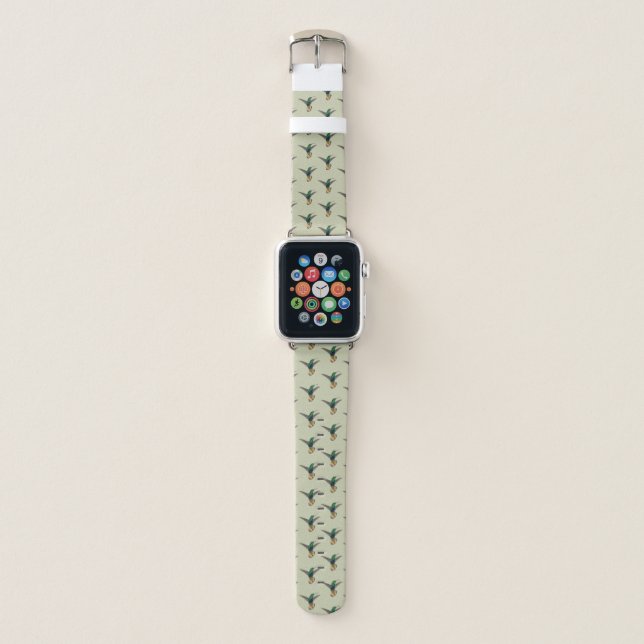 Vintage Retro Hummingbird Pattern Apple Watch Band (Front)