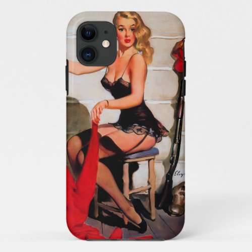 Vintage Retro Hunter Pinup Girl iPhone 11 Case