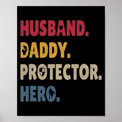 Vintage Retro Husband Daddy Protector Hero Poster