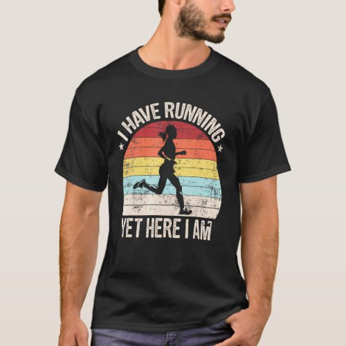 Vintage Retro I Hate Running Yet Here I Am Running T_Shirt