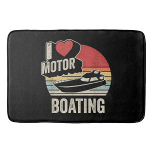 Vintage Retro I Love Motor Boating Funny Boater Bath Mat