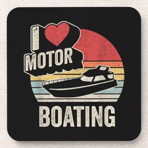 Vintage Retro I Love Motor Boating Funny Boater  Beverage Coaster