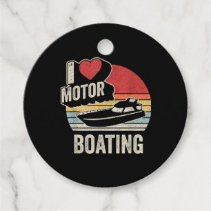 Vintage Retro I Love Motor Boating Funny Boater Favor Tags