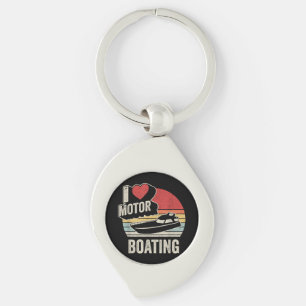 Vintage Retro I Love Motor Boating Funny Boater  Keychain