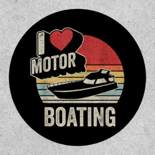 Vintage Retro I Love Motor Boating Funny Boater  Patch