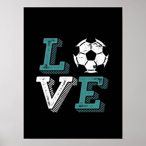 Vintage Retro I Love Soccer Player Coach Sport Fan Poster