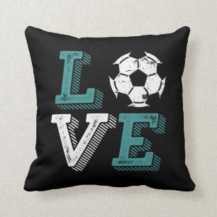 Vintage Retro I Love Soccer Player Coach Sport Fan Throw Pillow